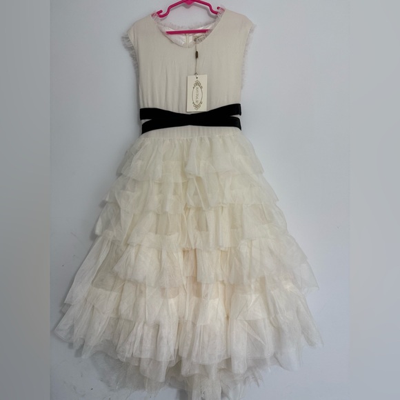 Joyfolie Cream and Black Formal Kids Dress - Picture 2 of 5